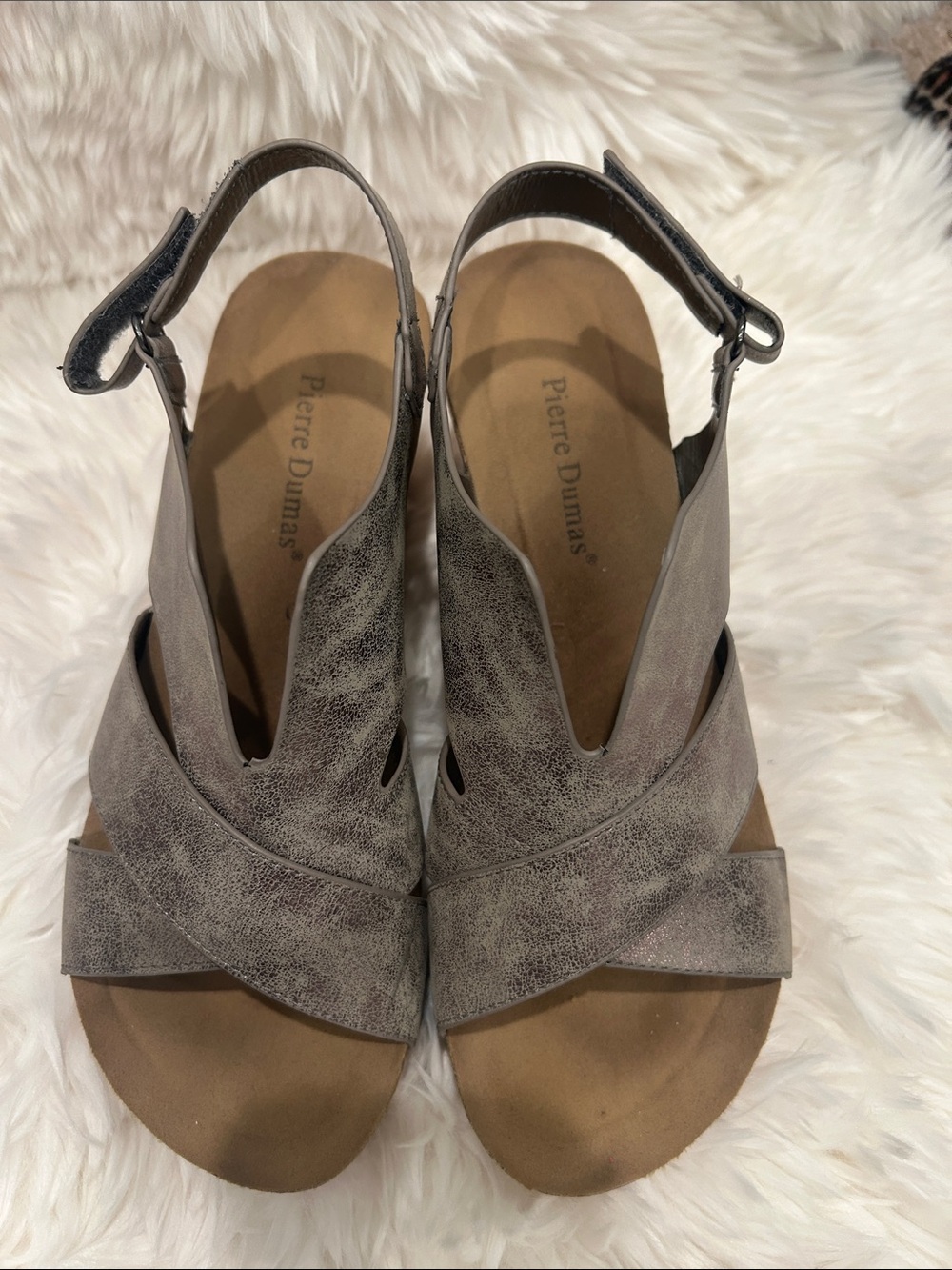 Pierre Dumas Gray Crisscross Slingback Sandals